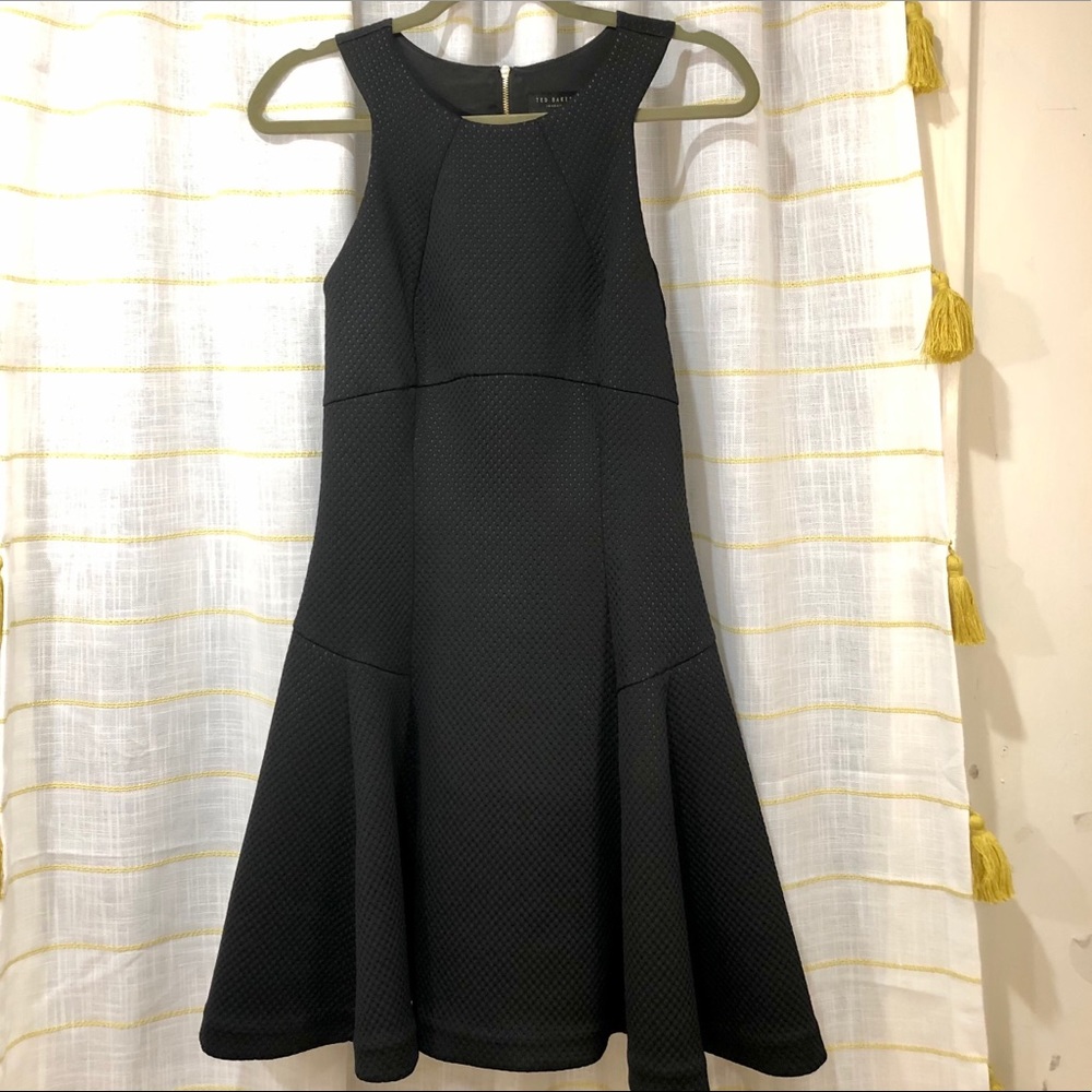 TED BAKER black sleeveless flare dress